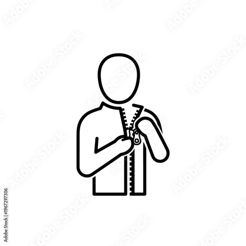 Person zipping up jacket focused on the action of clothing.