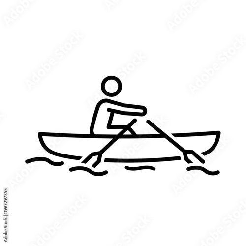 Rowing in a boat on water a person enjoying the sport of rowing.