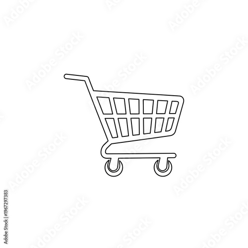 Shopping cart outline drawing representing commerce and retail purchases.