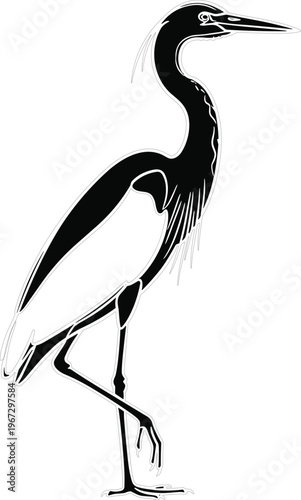 Heron Silhouette Illustration for Nature, Wildlife, and Birdwatching Design