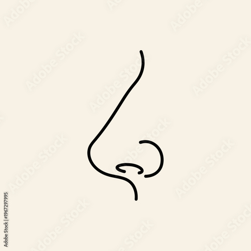 Simple line drawing of a human nose minimalist artistic representation.