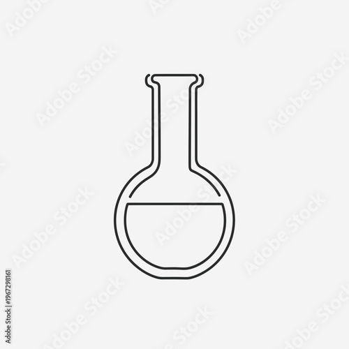 Simple outline drawing of a laboratory flask containing liquid for scientific experiments.
