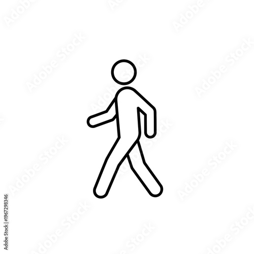 Simple walking person icon in black outline representing movement and activity.