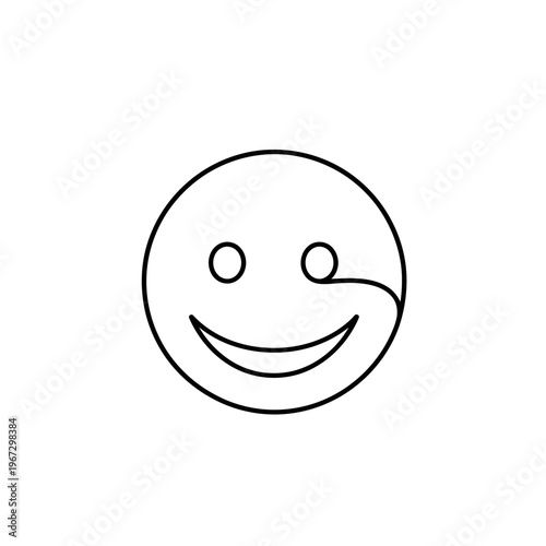 Smiling face with a line connecting the eye and mouth simple design.