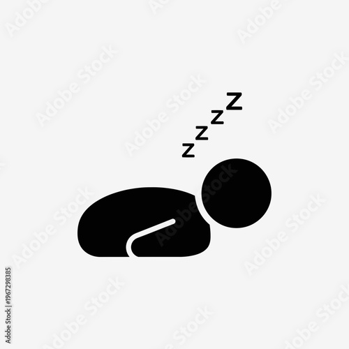 Sleeping person icon representing rest and relaxation in a peaceful state.