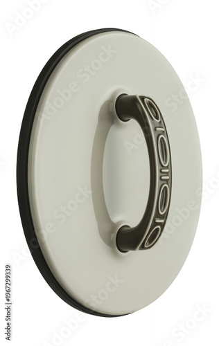 White and black pot lid handle with