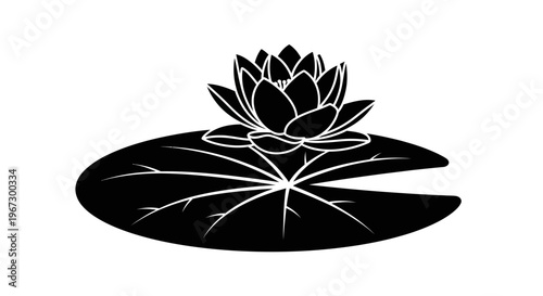 Black and white lotus flower illustration.