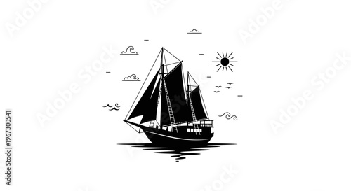 Sailing boat on calm waters.