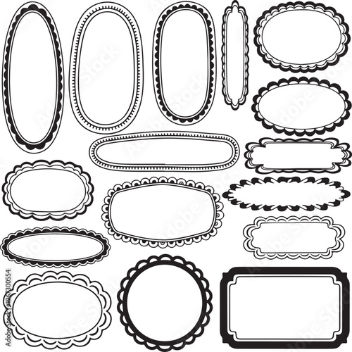 Collection of various ornate oval and rectangle frames and borders