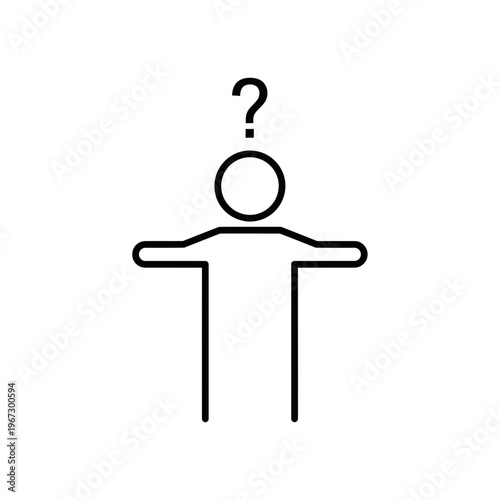 Person with question mark expressing uncertainty and confusion about something.
