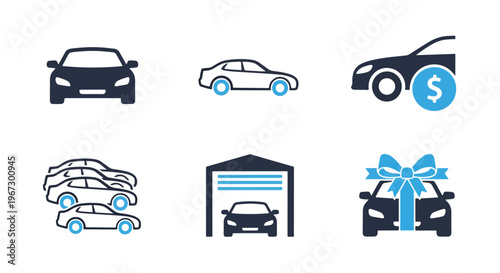 Car insurance finance icons vector illustration flat design logo template, Glyph solid icon, Blue icon  - Editable icon