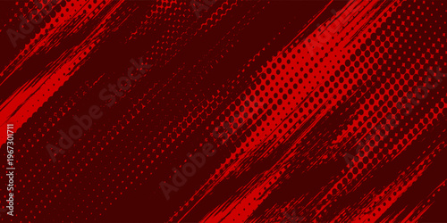 Modern abstract red effect pattern gradient grunge texture background. Dots pop art comics sport style illustration grunge speed lines Futuristic technology corporate concept