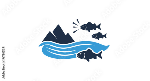 Fish swimming in water with waves.