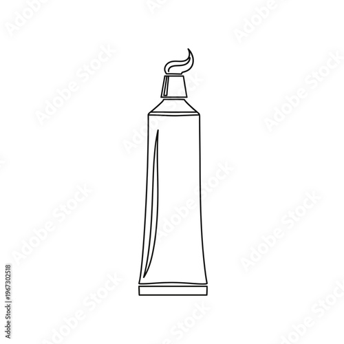 Simple line art illustration of a squeezed tube of toothpaste with paste.