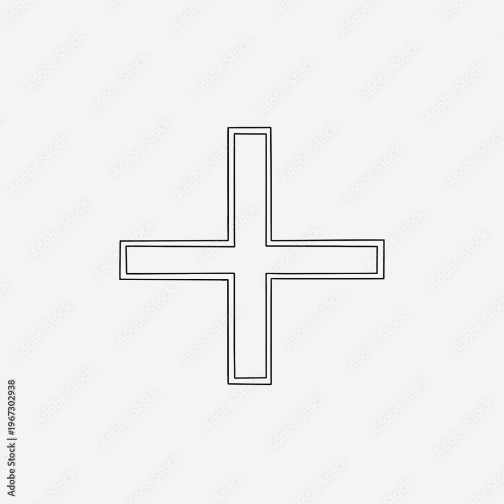 Fototapeta premium Simple plus sign outline on a plain white background minimalist design.