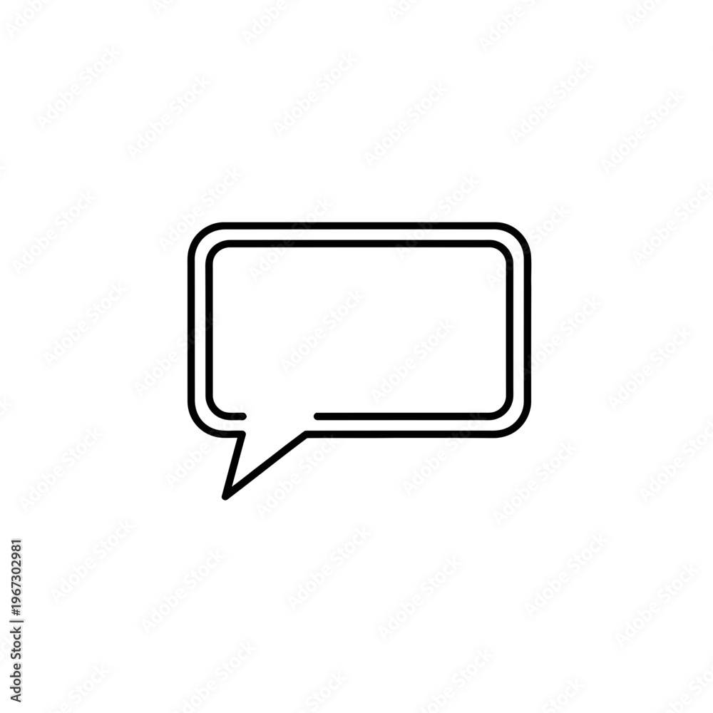 Fototapeta premium Simple speech bubble icon representing communication and dialogue in design.