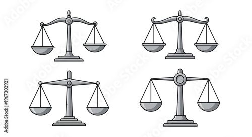 Four arrangements of justice scales varying in style and configuration