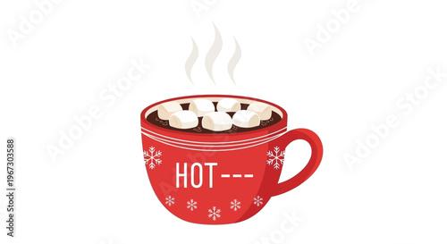 Hot chocolate, winter drink, festive mug, holiday beverage, red cup