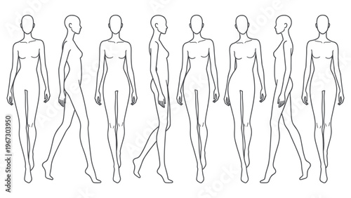 Female mannequin fashion model body shapes various poses.