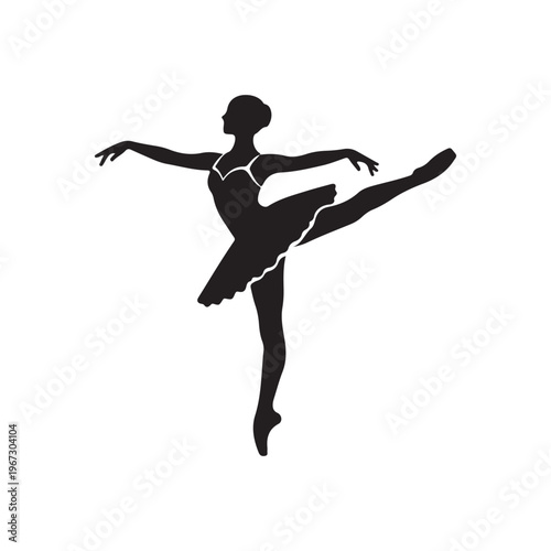 Ballerina Silhouette Dance Pose Elegant Ballet Dancer Illustration