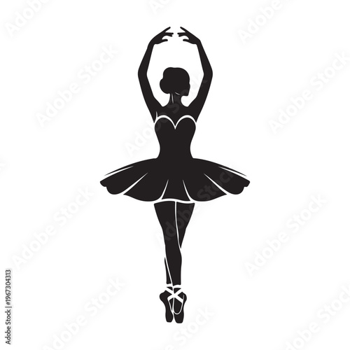 Ballet Dancer Silhouette Classic Pose Elegant Ballerina Illustration