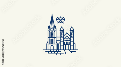 Minimalist Architectural Line Drawing of a Cathedral