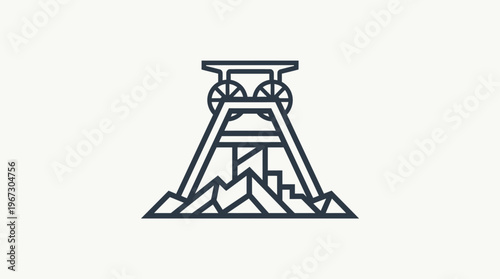 Minimalist Schematic Of A Mine Headframe And Coal Mountain