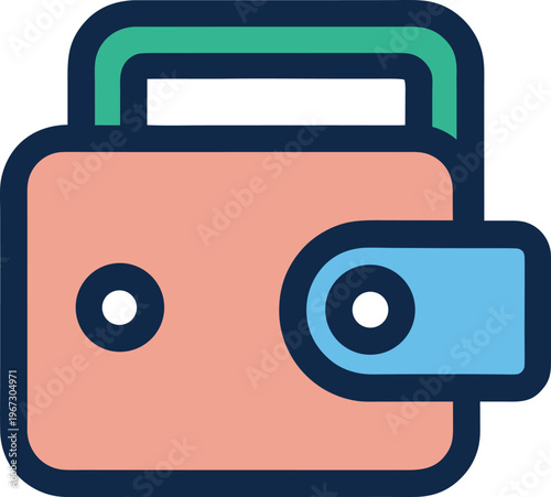 Peach and Blue Wallet Icon finance money