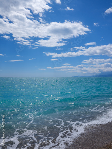 Scenic coastal view with blue sky and sea
