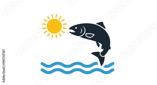 Black fish jumping out water.