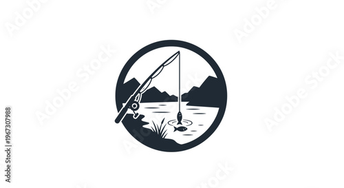 Fishing Rod and Reel Icon.
