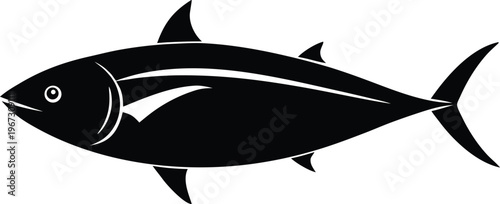 Black tuna fish silhouette vector icon simple design