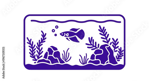 Purple Fish Swimming in Aquarium Water.