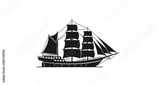 Vintage Sailing Ship Illustration Design.
