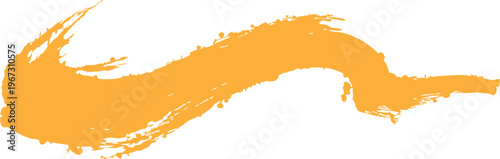 Orange paint brush stroke isolated on transparent background for design and artistic use