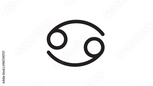 Cancer zodiac sign symbol with a minimalist black outline on a white background, representing the astrological constellation.