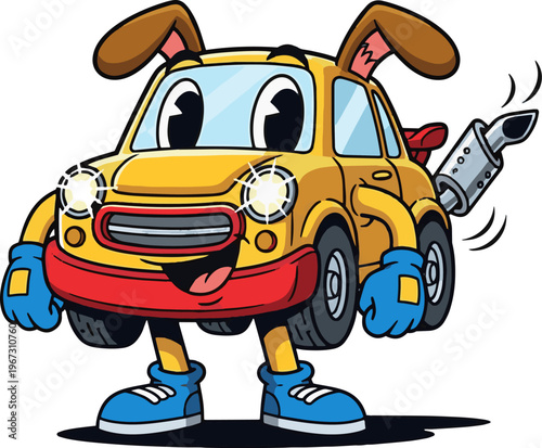 car animal cartoon Caracter in white background