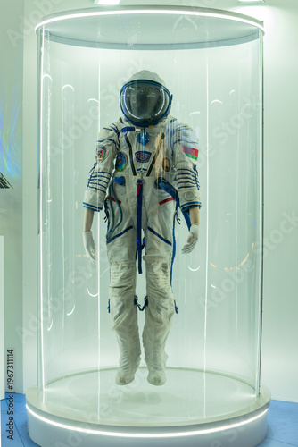 Original Sokol KV 2 rescue suit used by the first cosmonaut of sovereign Belarus. Symbol of national pride and the historic achievement of a small nation in space exploration.