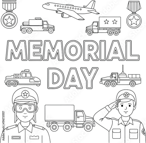 Honoring heroes a memorial day illustration of remembrance and military service