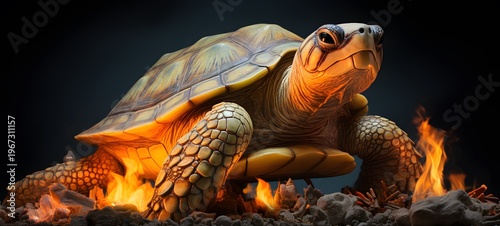 big island turtle shaped matchstick carving,generative AI