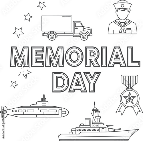 Memorial day remembrance honoring heroes with patriotic symbols and military tributes