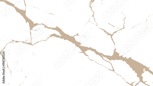 Brown cracks on white marble texture background with beige veins and spots natural stone pattern