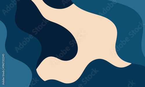 Abstract Dark Teal Organic Shape Background Minimal Flat Vector.