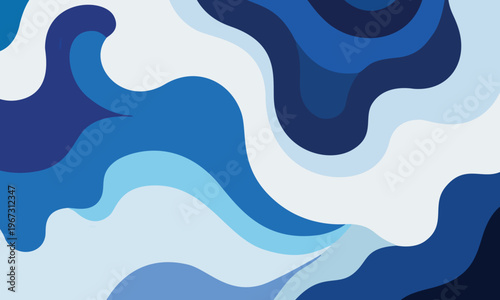 Abstract Blue Organic Wave Background Flat Minimal Vector Design.
