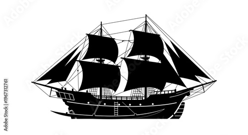 Vintage Sailing Ship Illustration Design.