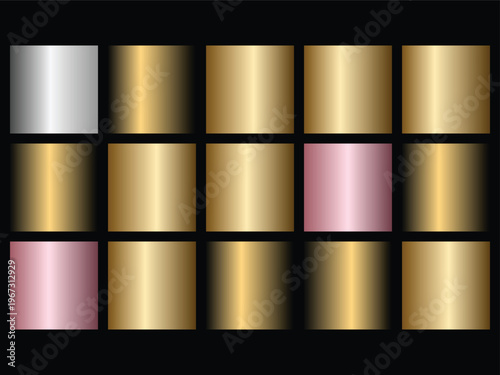 Gradient metallic texture squares in gold silver and rose gold hues