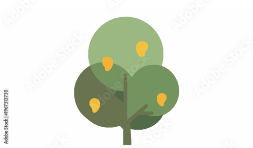Minimal Mango Tree Icon Tropical Plant Vector Illustration
