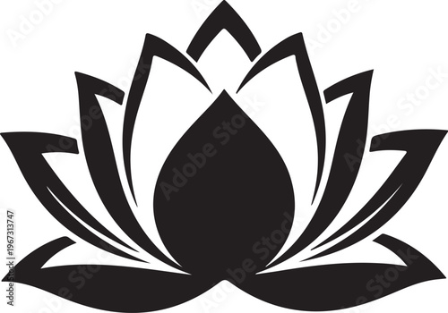 Black lotus flower symbol white background
