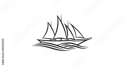 Sailing boat on the water surface.