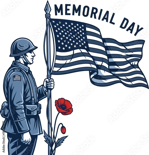 Honoring heroes a memorial day image of the american flag waving proudly